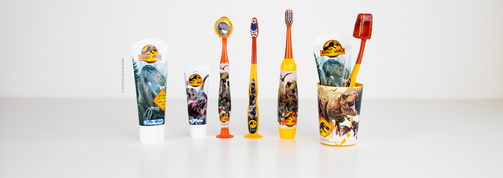 spazzolini, dentifrici e bicchieri Jurassic World