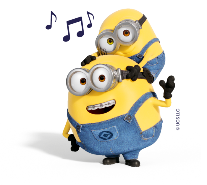 Un Minion con l'apparecchio canta allegramente una canzone sui denti