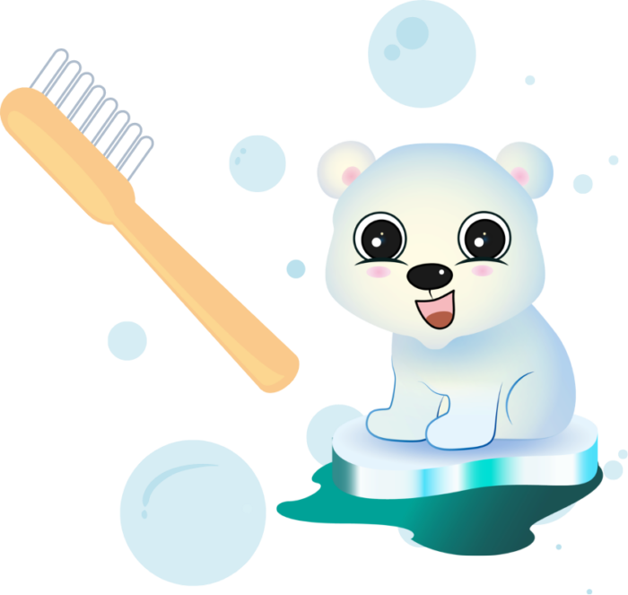 Filastrocca igiene orale con orso polare e spazzolino