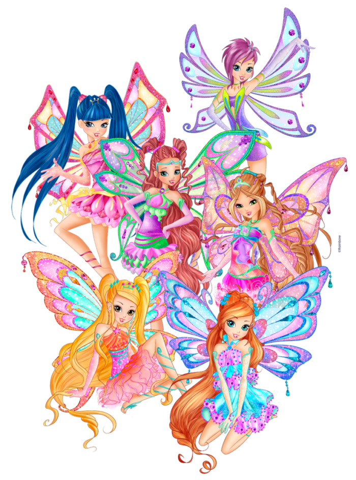 Winx Club, con Fiona, Bloom, Stella, Tecna, Flora, Aisha